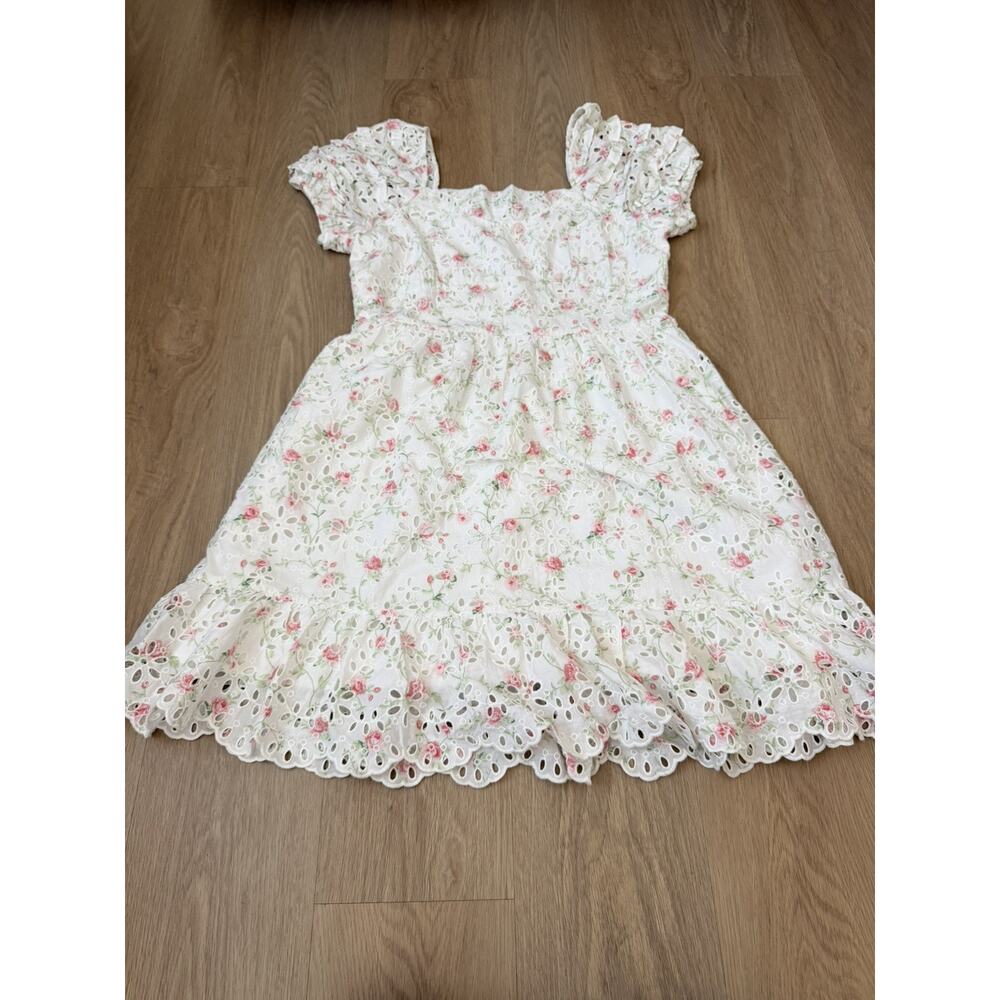 LoveShackFancy x Target Women's Clementine Floral Eyelet Short Dress Sz 12 - Picture 9 of 9